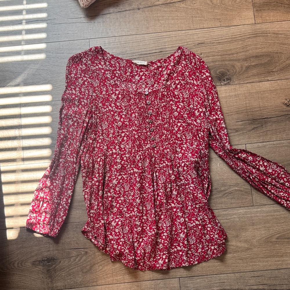 Floral Red Women's Top